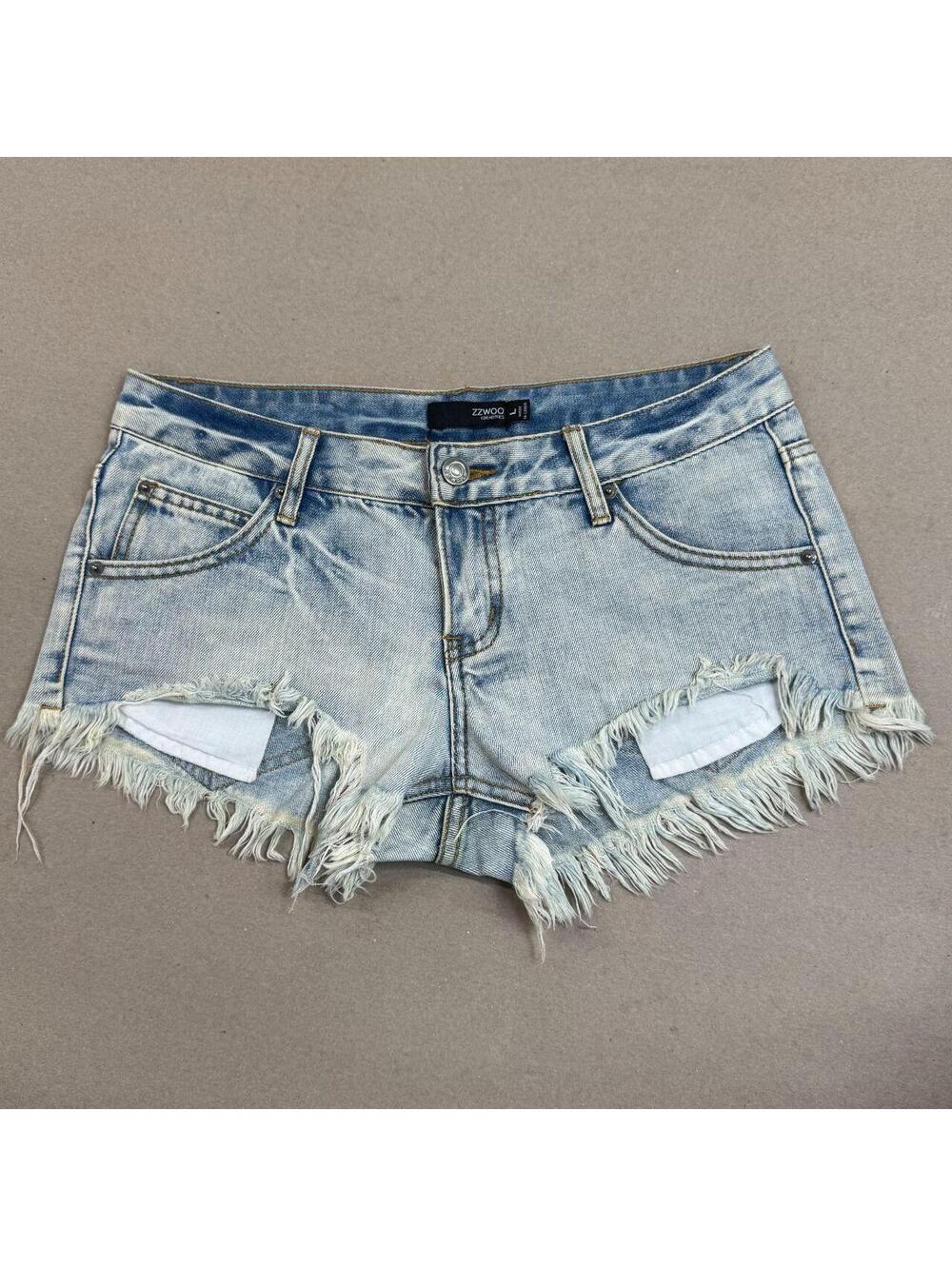 Vintage Y2K Low Rise Denim Micro Shorts Faded